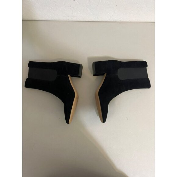 Ann Taylor Black Suede Leather Upper Sz 10 Covered Heel - Picture 3 of 6